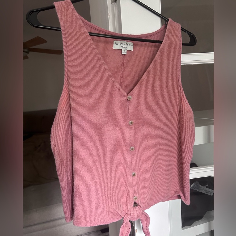 Madewell Texture & Thread Dusty Rose tie-front tank